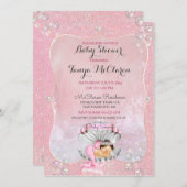 Schlafen Baby Mermaid Pink Clam Muschel Perlen Einladung (Vorne/Hinten)