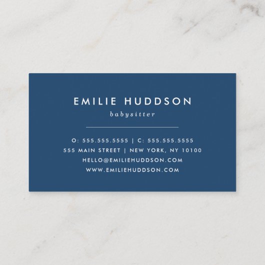 Schlafen, Babysitter, Tagesbetreuung, Kinderbetreu Visitenkarte (Rückseite)