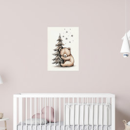 Schlafen Bären Cub Woodland Kinderzimmer Art Poster