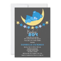 Schlafen Blue Boy Teddy Bear auf Moon Baby Dusche