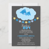 Schlafen Blue Boy Teddy Bear in Cloud Baby Dusche Einladung (Vorderseite)