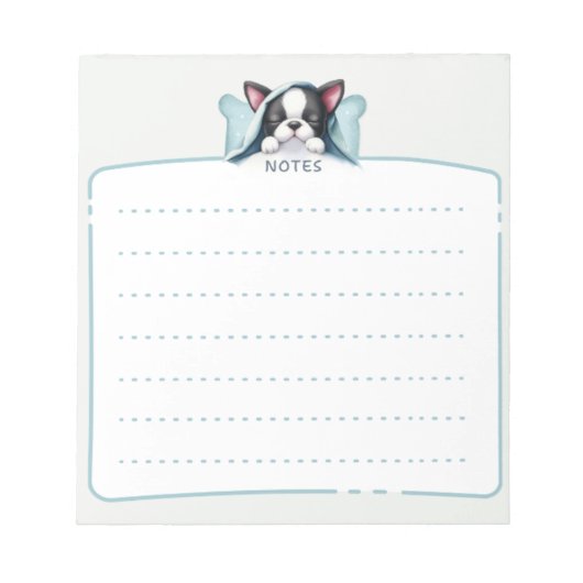 Schlafen Boston Terrier Notepad Notizblock (Vorderseite)