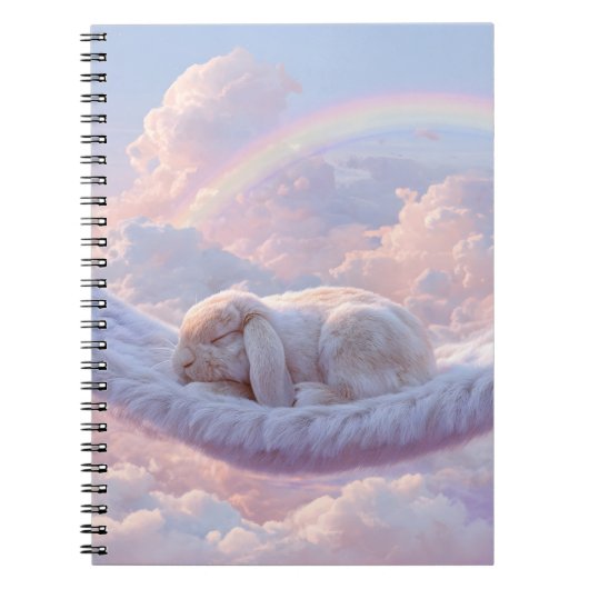 Schlafen Bunny Fluffy Cloud Rainbow Notebook Notizblock (Vorderseite)