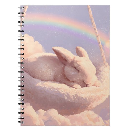 Schlafen Bunny Rainbow Swing Notebook Notizblock (Vorderseite)