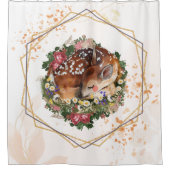 Schlafen dazzling Fauna, braune Tierblütenkunst Duschvorhang (Vorderseite)