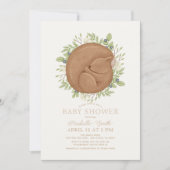 Schlafen Eichhörnchen Grüne Baby Dusche Einladung (Vorderseite)