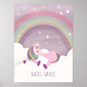 Schlafen Einhorn Rainbow Kinderzimmer Art Poster (Vorne)