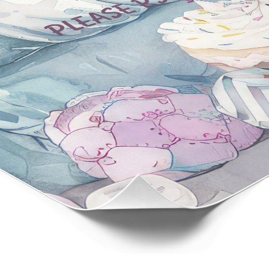 Schlafen Einhorn Wasserfarbe Pastel Babydusche Poster (Ecke)