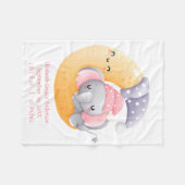 Schlafen Elephant Pink Girl Crescent Moon Baby Fleecedecke (Vorderseite (Horizontal))