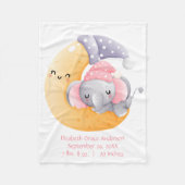 Schlafen Elephant Pink Girl Crescent Moon Baby Fleecedecke (Vorderseite)