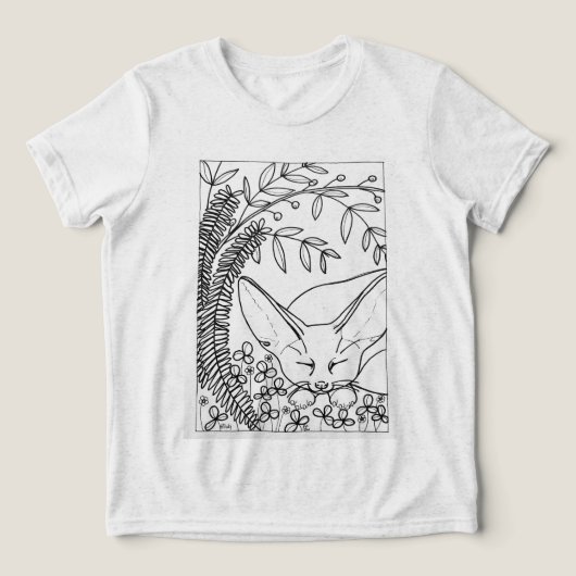 Schlafen Fennic Fox mit Blume Tri-Blend Shirt (Design Vorderseite)