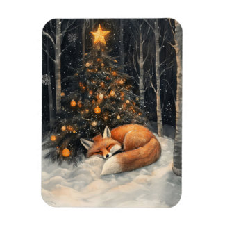 Schlafen Fox Whimsical Rustikale Weihnachten flexi Magnet