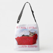 Schlafen Grau Tabby Kitten in hellen roten Körben Tragetaschen Mit Langen Trägern (Rückseite)