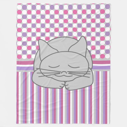 Schlafen Graukatze Muster Fleece Blanket (Vorderseite)