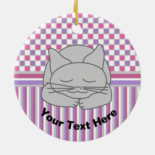 Schlafen Gray Cat Pattern Keramik Ornament (Hinten)