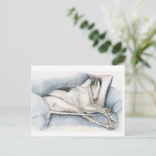 Schlafen Greyhound Dog Art Poscard Postkarte (Stehend Vorderseite)