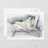 Schlafen Greyhound Dog Art Poscard Postkarte (Vorne/Hinten)