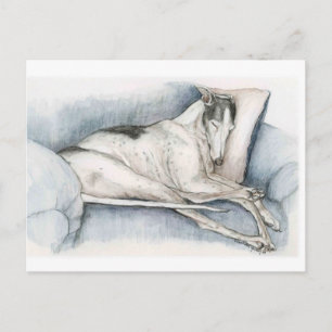 Schlafen Greyhound Dog Art Poscard Postkarte