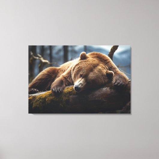 SCHLAFEN GRIZISTISCH BÄREN STREDITIERT CANVAS DRUC LEINWANDDRUCK (Vorderseite)