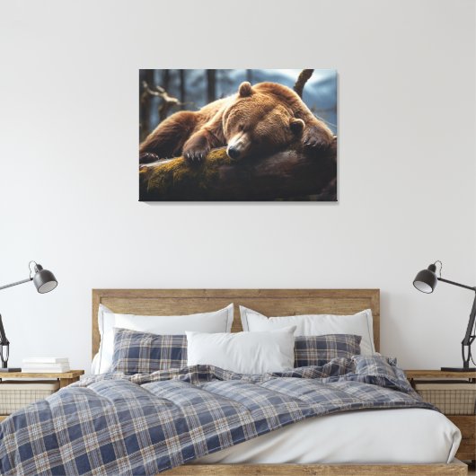 SCHLAFEN GRIZISTISCH BÄREN STREDITIERT CANVAS DRUC LEINWANDDRUCK (Insitu (Schlafzimmer))