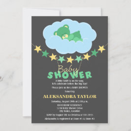 Schlafen Grüner Teddy Bär in Cloud Baby Dusche Einladung