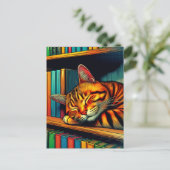 Schlafen im Comic Book Style Cat Schlafen Postkarte (Stehend Vorderseite)