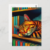 Schlafen im Comic Book Style Cat Schlafen Postkarte (Vorne/Hinten)