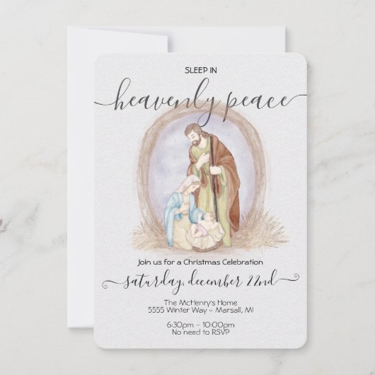 Schlafen im Himmlischen Friedenskrippen Weihnachte Einladung (Vorderseite)