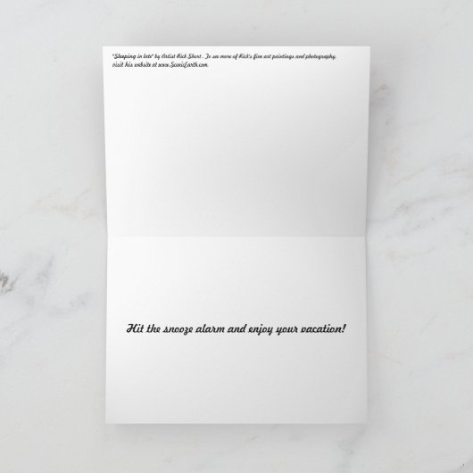 Schlafen im späten Teddy Bären Urlaub Grußkarte Karte (Innenseite)