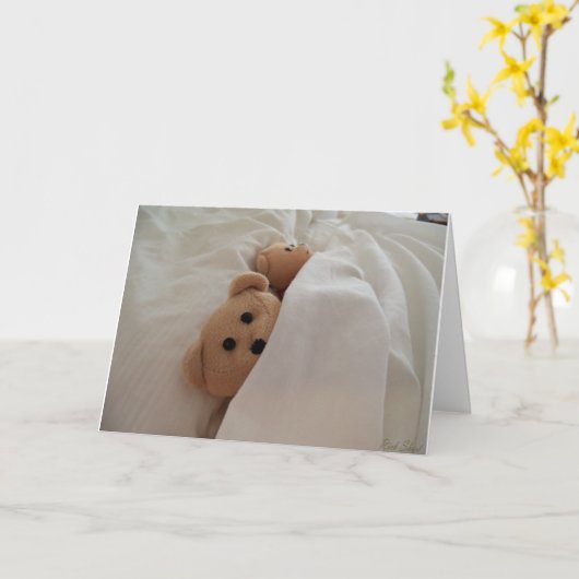 Schlafen im späten Teddy Bären Urlaub Grußkarte Karte (Gelbe Blume)