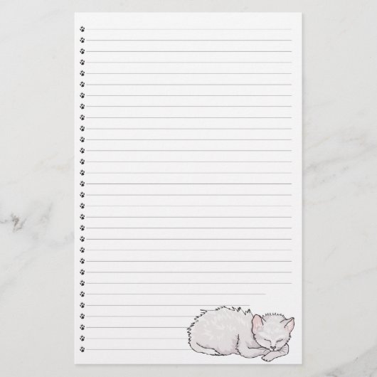 Schlafen Kitty Lined Stationery Briefpapier (Vorderseite)