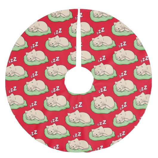 Schlafen Kitty Thunder_Cove Polyester Weihnachtsbaumdecke (Vorderseite)