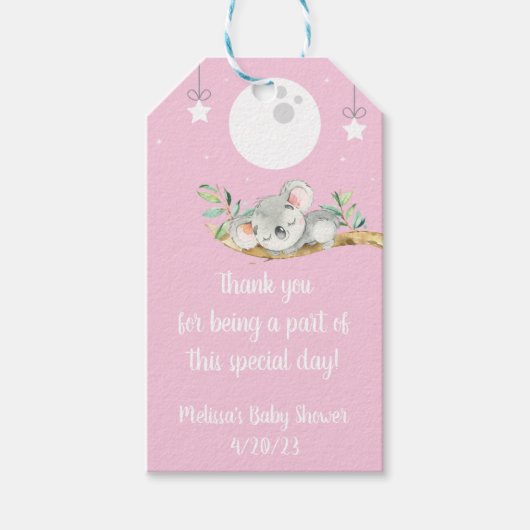 Schlafen Koala Baby Dusche Gefallen Dankeschön Ges Geschenkanhänger (Vorderseite)