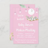 Schlafen Koala Baby Dusche Rosa Einladung (Vorne/Hinten)