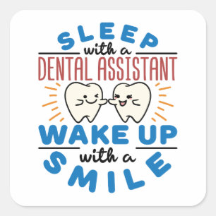 Schlafen mit einem Zahnarzt Weckte mit einem Läche Quadratischer Aufkleber