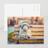 Schlafen mit Kopfhörerbank Feiertagspostkarte (Vorne/Hinten)