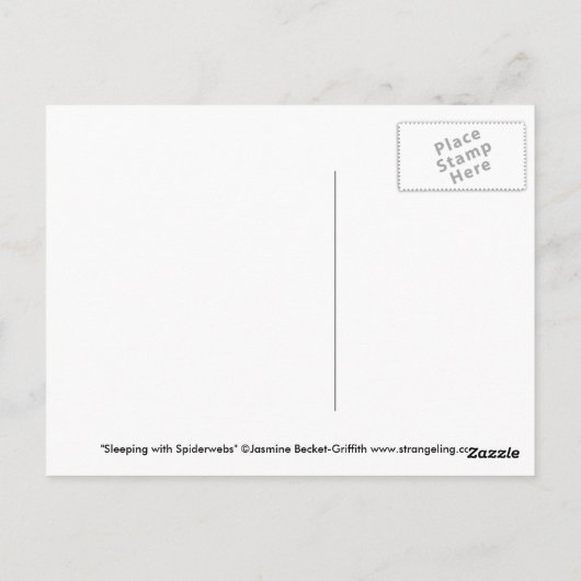 "Schlafen mit Spinnennetzen" Postkarte (Rückseite)