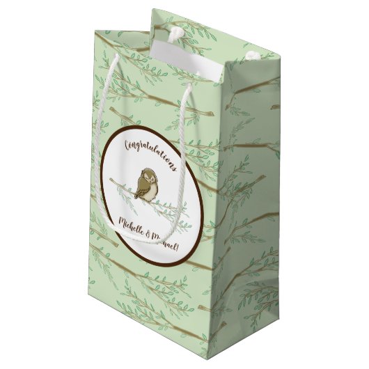 Schlafen mit Woodland Animal Baby Dusche Kleine Geschenktüte (Rückseite Schrägansicht)