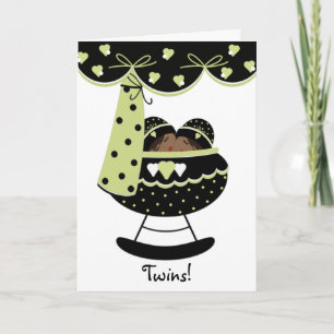 Schlafen mit zwei Babys Neue Baby Grußkarte Karte