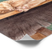 Schlafen Orange Tabby auf einer Shelda Wasserfarbe Poster (Ecke)