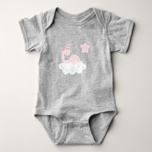 Schlafen Pink Dinosaurier Baby Bodysuit Baby Strampler (Vorderseite)
