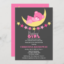 Schlafen Pink Girl Teddy Bear auf Moon Baby Dusche