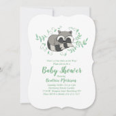 Schlafen Raccoon Babydusche Woodland Einladung (Vorderseite)