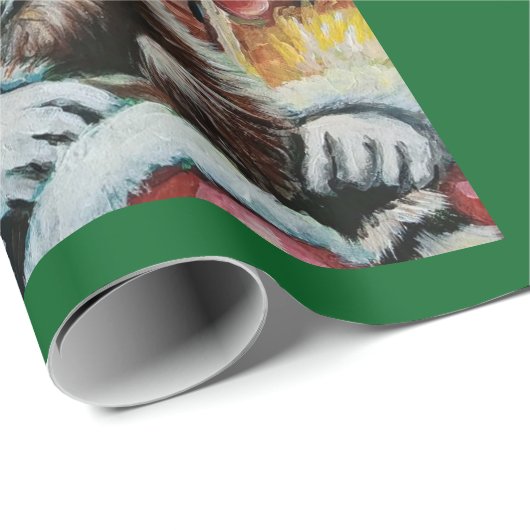 Schlafen Raccoon & Santa Geschenkpapier (Rolleneckpunkt)