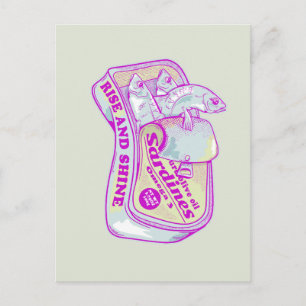 SCHLAFEN SARDINEN RISE UND SCHEIN POSTKARTE