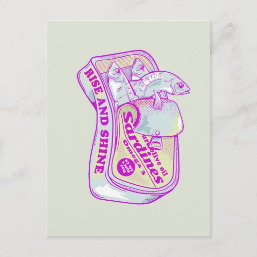 SCHLAFEN SARDINEN RISE UND SCHEIN POSTKARTE (Vorderseite)