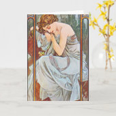 Schlafen Schöne Frau Karte (Gelbe Blume)