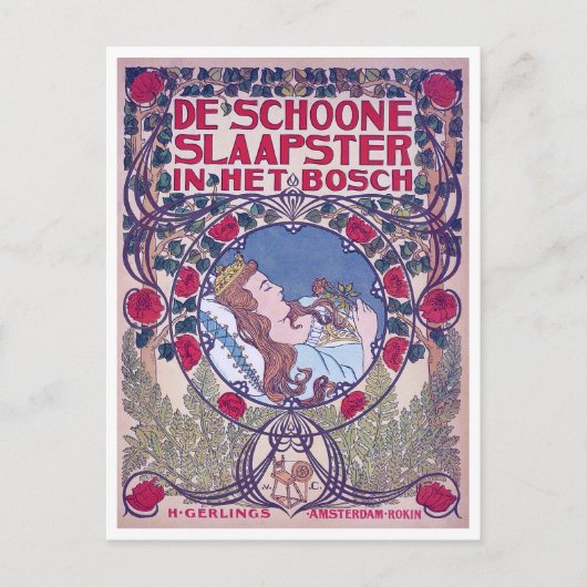 Schlafen Schönheit, Deckkunst, Van Caspel Postkarte (Vorderseite)