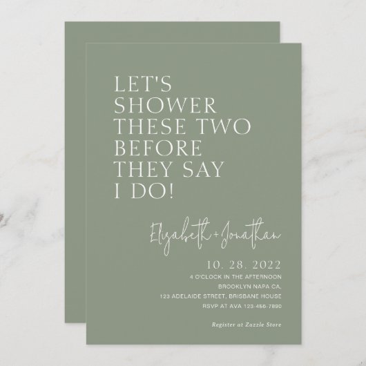 Schlafen Sie grüne Dusche, bevor Sie sagen, ich tu Einladung (Vorne/Hinten)