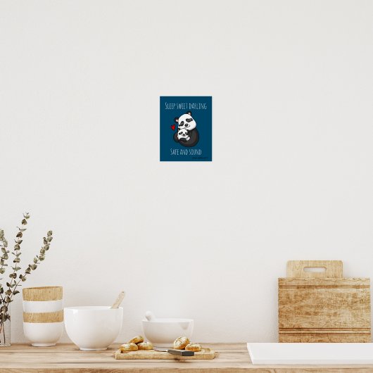 Schlafen Sie sicher und laut - Panda Mama und Baby Poster (Küche)